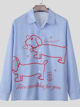 Men's Fun Print Stripe Long Sleeve Shirt SKUL39780