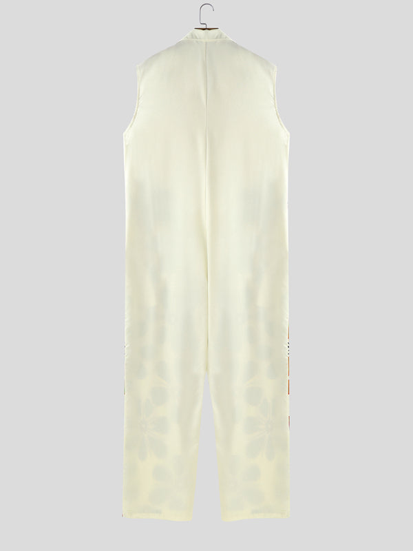 Men's Floral Print Colorblock Jumpsuit SKUL19821