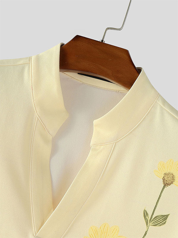 Men's Floral Print Short Sleeve Shirt SKUL15556