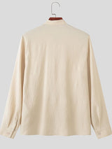 Men's French Ruffle Patchwork Design Long Sleeve Shirt SKUL47694