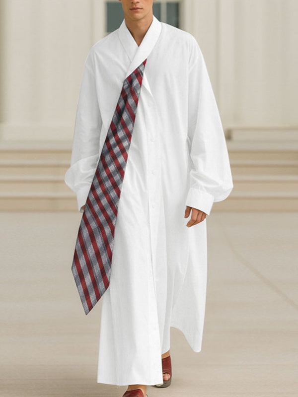 Men's Tie Print Long Sleeve Shirt SKUL37653