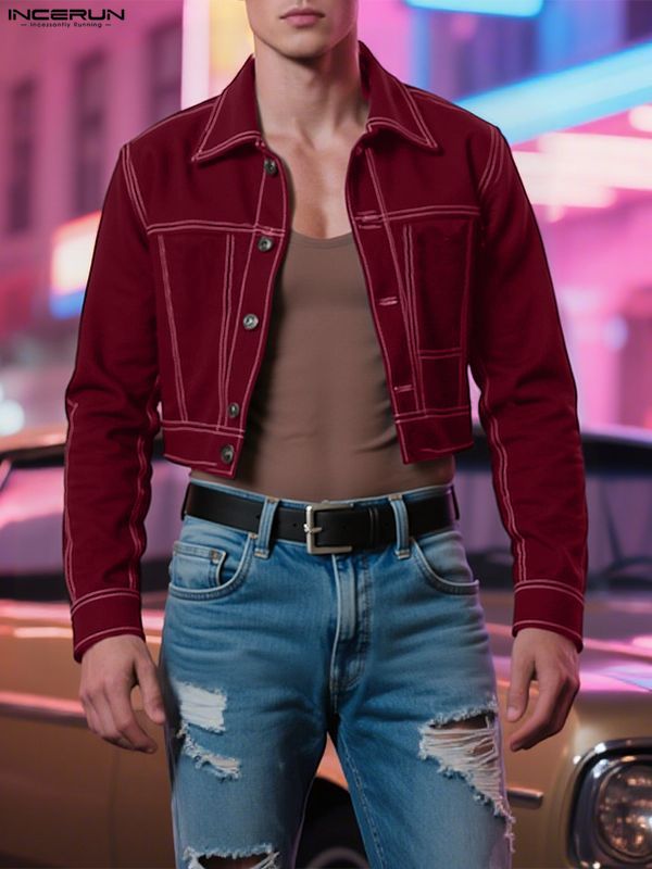 Men's Contrast Cropped Long Sleeve Blazer SKUL30800