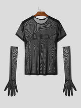 Mens Party Style Sheer Long Sleeve T-Shirt SKUK94773