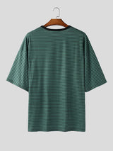 Men's Striped Crew Neck Casual Short Sleeve T-Shirt SKUL24616