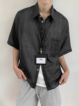 Men's Solid Color Semi Sheer Short Sleeve Shirt SKUL22408