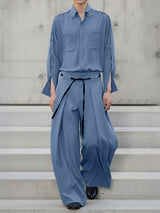 Men's Solid Color Button Two Pieces Outfit SKUL36610