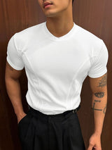 Men's Minimalist Crew Neck Short Sleeve T-shirt SKUL43959