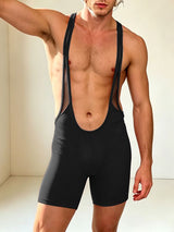 Men's Avant-Garde Breathable Mesh Side Patchwork Deep U-Neck Bodysuit SKUL64093