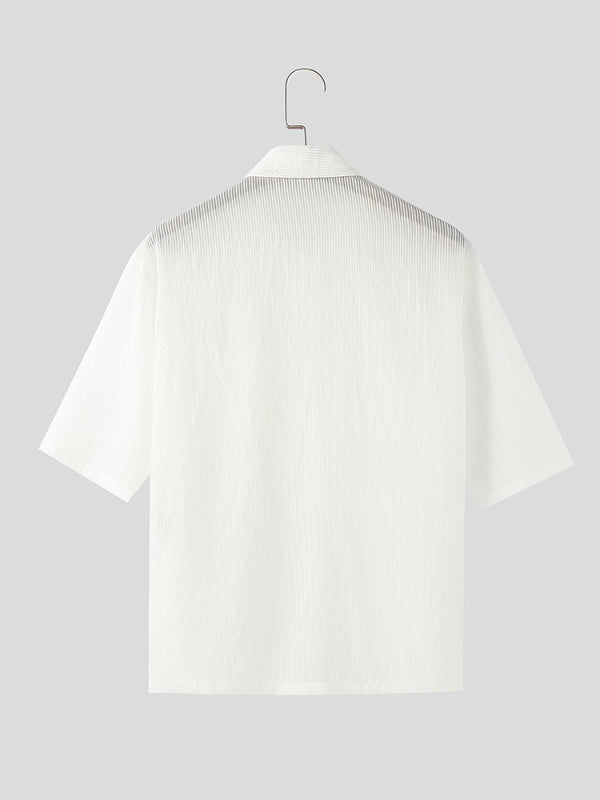 Mens Solid Color Textured Short Sleeve Shirt SKUL12927