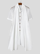 Mens Cape Panel Lace Short Sleeve Shirt SKUL06338