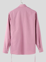 Men's Solid Drawstring Long Sleeve Shirt SKUL36401