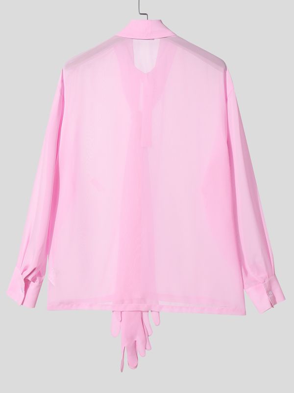 Men's Finger Ribbon Sheer Long Sleeve Shirt SKUL53003