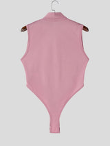 Men's Avant-Garde Draped Wrap-Front High-Cut Bodysuit SKUL62168
