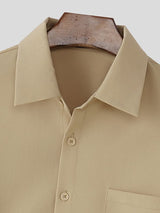 Men's Solid Color Pocket Long Sleeve Shirt SKUL43860