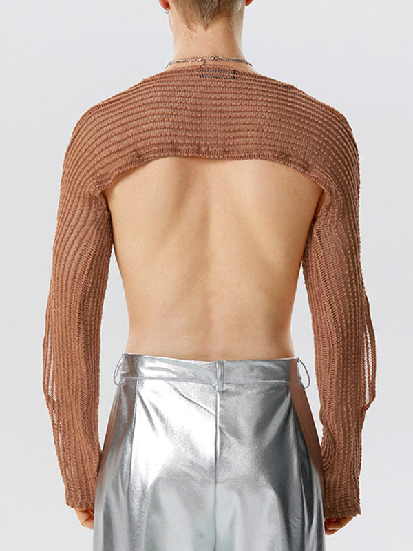 Mens Mesh Knit Cutout Crop Top SKUK12346