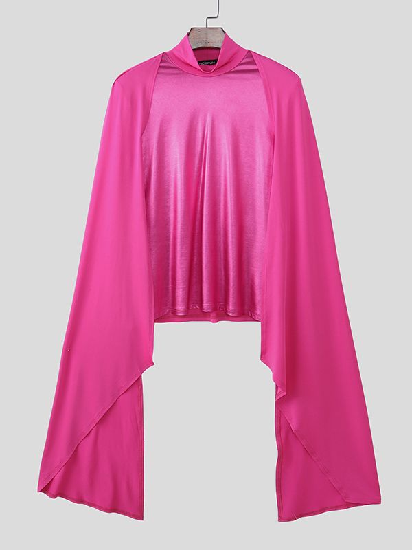 Men's Party Style Glossy Patchwork Long Sleeve T-shirt SKUL50136