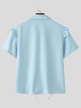 Men's Casual Lace Up Interwoven Short Sleeve Shirt SKUL10752