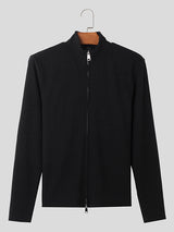 Mens Solid Rib-Knit Double Zip T-Shirt SKUK31899