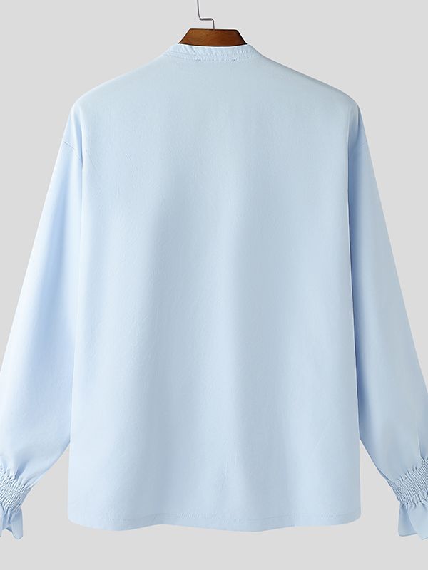 Men's Floral Tie Decoration Long Sleeve Shirt SKUL47644