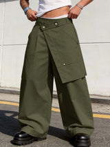 Men's Asymmetrical Wrap Waist Wide Leg Utility Techwear Cargo Pant SKUL60024