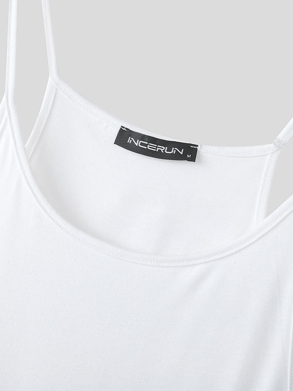 Mens Solid Color Deep U-Neck Tank SKUL06494