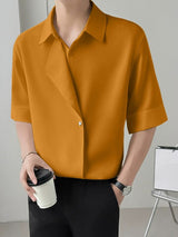 Men's Asymmetric Placket Flap Short Sleeve Shirt SKUL53008