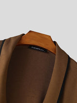 Men's Knit Color Block Trim Lapel Long Sleeve T-Shirt SKUL45325