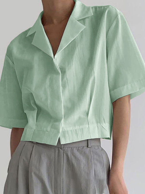 Mens Solid Color Casual Short-Sleeve Shirt SKUL10729