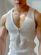 Mens Solid Mesh See Through Sleeveless Vest SKUK63685