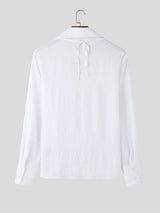 Mens Textured Cross-Design Long-Sleeve Shirt SKUK92681