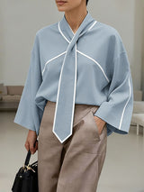 Men's Contrast Color Line Flared Sleeve Shirt SKUL46206