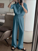 Men's Solid Color Striped Scarf Two Pieces Outfit SKUL30507