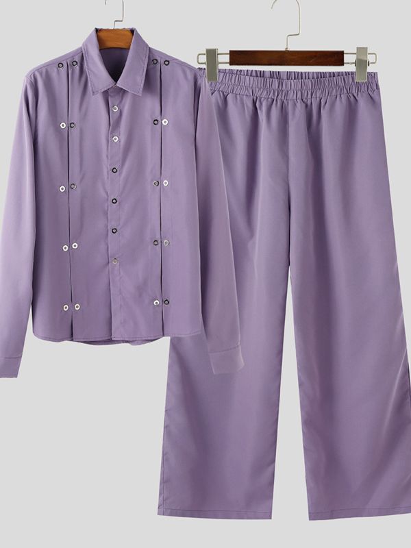 Men's Multi Button Design Casual Two Pieces Outfit SKUL37227