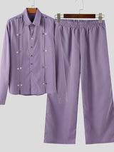 Men's Multi Button Design Casual Two Pieces Outfit SKUL37227