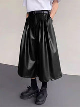 Mens Faux Leather Wide-Leg Pant SKUL12424