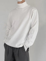 Mens Solid High Neck Casual Knit T-Shirt SKUK40027