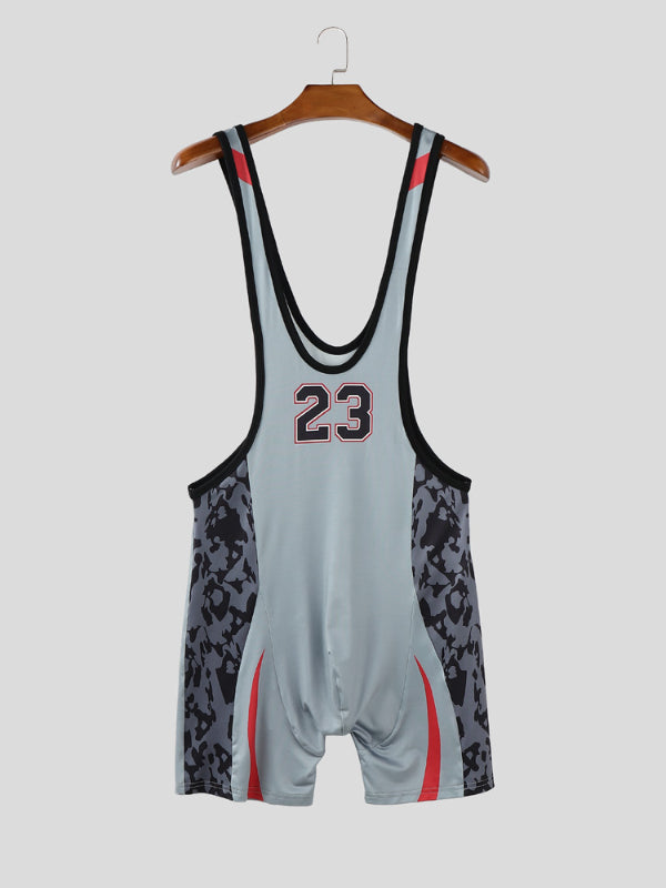 Men's Number 23 Print Colorblock Bodysuit SKUL19096