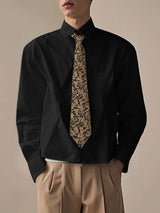 Men's Printed Tie Long Sleeve Shirt SKUL36672