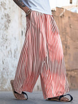 Mens Striped Wide-Leg Casual Pant SKUL10698