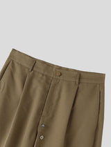 Men's Avant-Garde Diagonal Multi-Button Detail High-Waisted Wide-Leg Pant SKUL66088