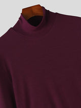 Men's Pleated Hem Textured High Neck Sweater SKUL37268