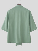 Men's Avant-Garde New Romanticism Long Tie Draped Relaxed Shirt SKUL70249
