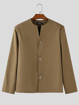 Men's Solid Color Loose Padded Shoulder Long Sleeve Blazer SKUL30806