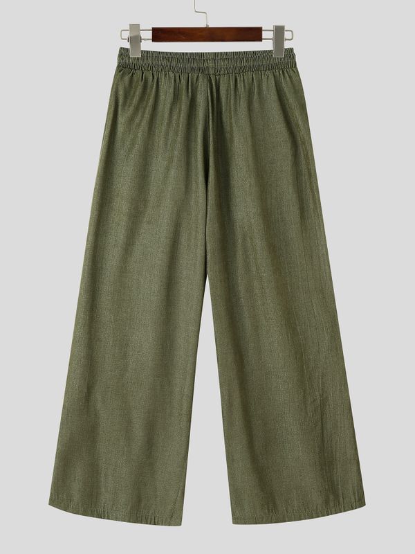 Men's Solid Color Tie Waist Casual Pant SKUL61168