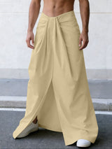 Men's Bohemian Ethnic Style Draped Wrap Front Loose Wide Leg Skirt SKUL60637