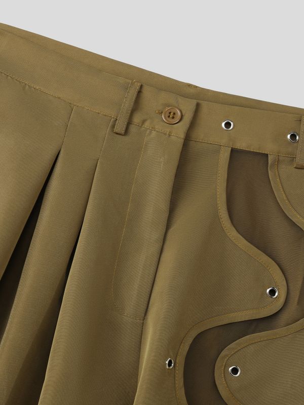 Men's Avant-Garde S-Curve Sheer Mesh Grommet Tailored Short SKUL59859