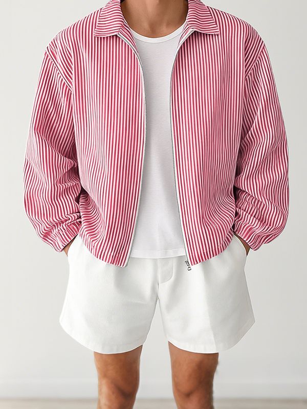 Men's Striped Lightweight Long Sleeve Jacket SKUL34237