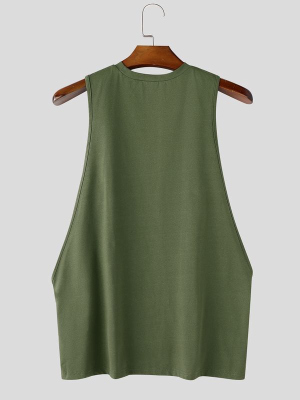Men's Avant-Garde Drop Armhole Side-Cutout Fitted Muscle Tank SKUL70328