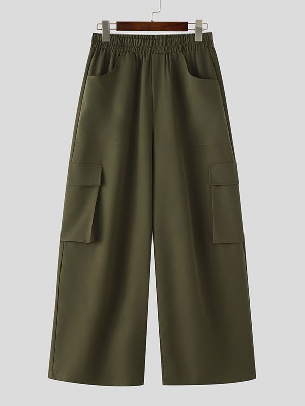 Men's Solid Color Wide Leg Cargo Pant SKUL49893
