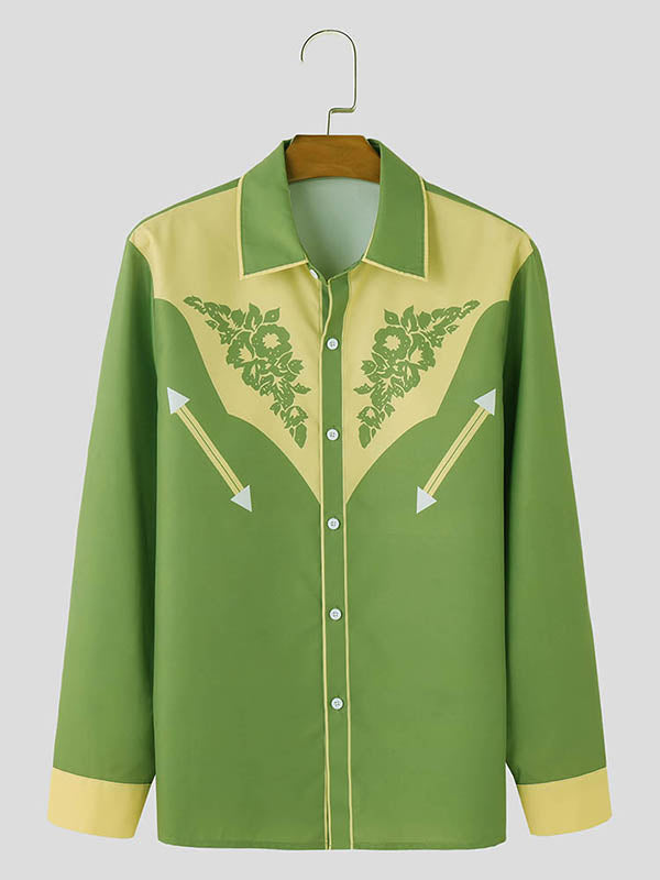 Mens French Print Long-Sleeve Shirt SKUK68458